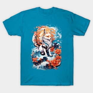 Kitsune fox, Japanese wave T-Shirt